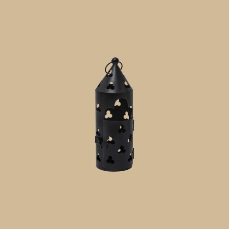 Medieval wrought iron lantern with clover-shaped cutouts