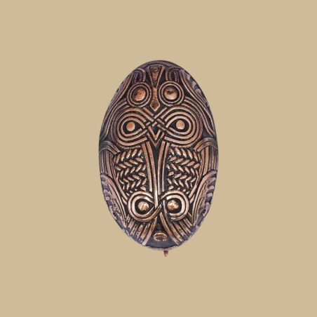 Viking bronze turtle brooch from the 9th-10th century, oval shield-shaped pin
