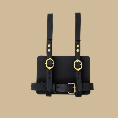 Porte-journal médiéval en cuir avec boucles en laiton