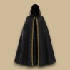 Embroidered black wool cape