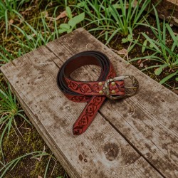 Maroon embossed belt