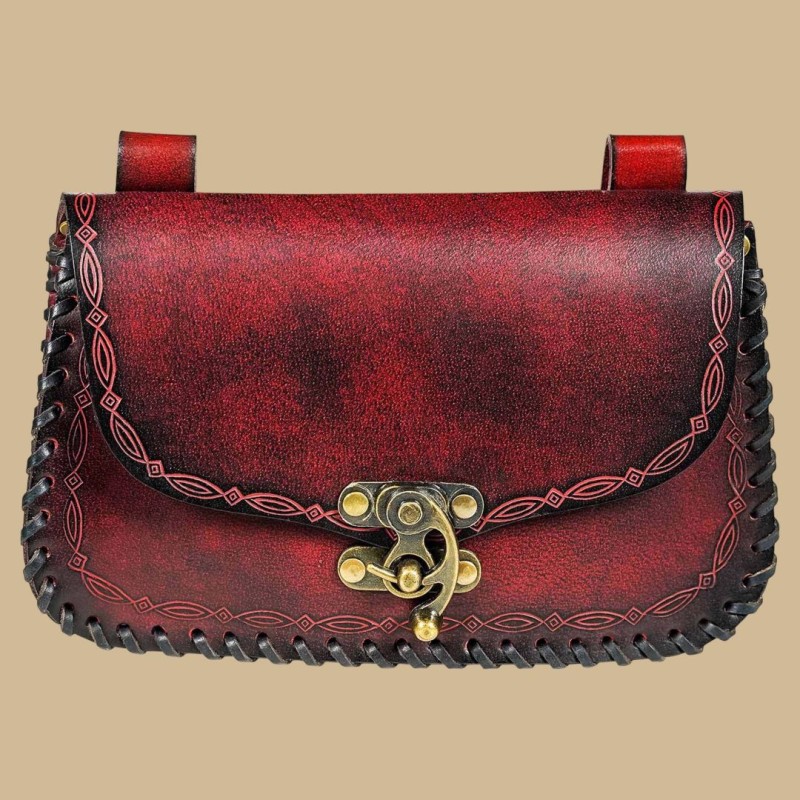 Red leather pouch