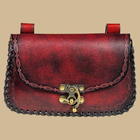 Pochette cuir rouge avec crochet