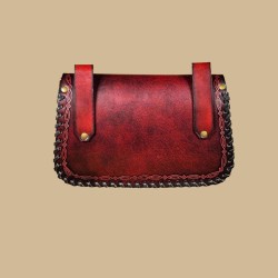 Pochette cuir rouge avec crochet