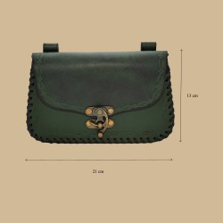 Green leather pouch