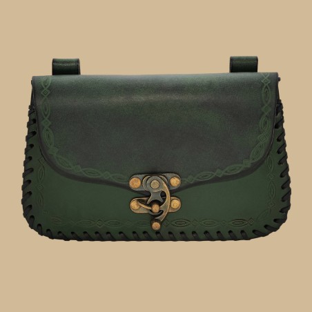 Green leather pouch
