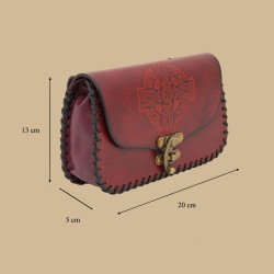 Pochette cuir rouge croix celte