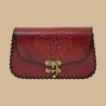 Pochette cuir rouge croix celte