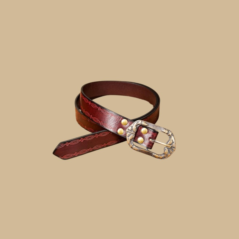 Maroon embossed belt