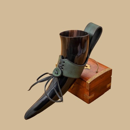 Green Leather Horn Suspension