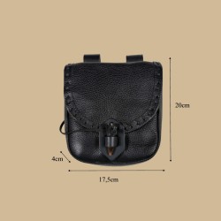 Medieval black leather pouch