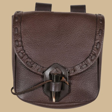 Medieval brown leather pouch