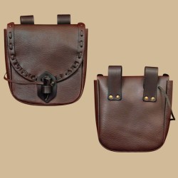 Medieval brown leather pouch