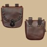 Medieval brown leather pouch