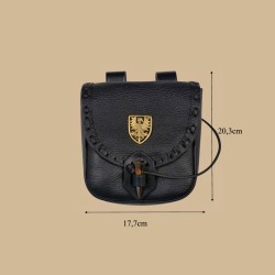 Pochette médiévale cuir noir