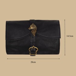 Medieval black leather pouch