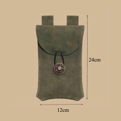 Green suede leather pouch