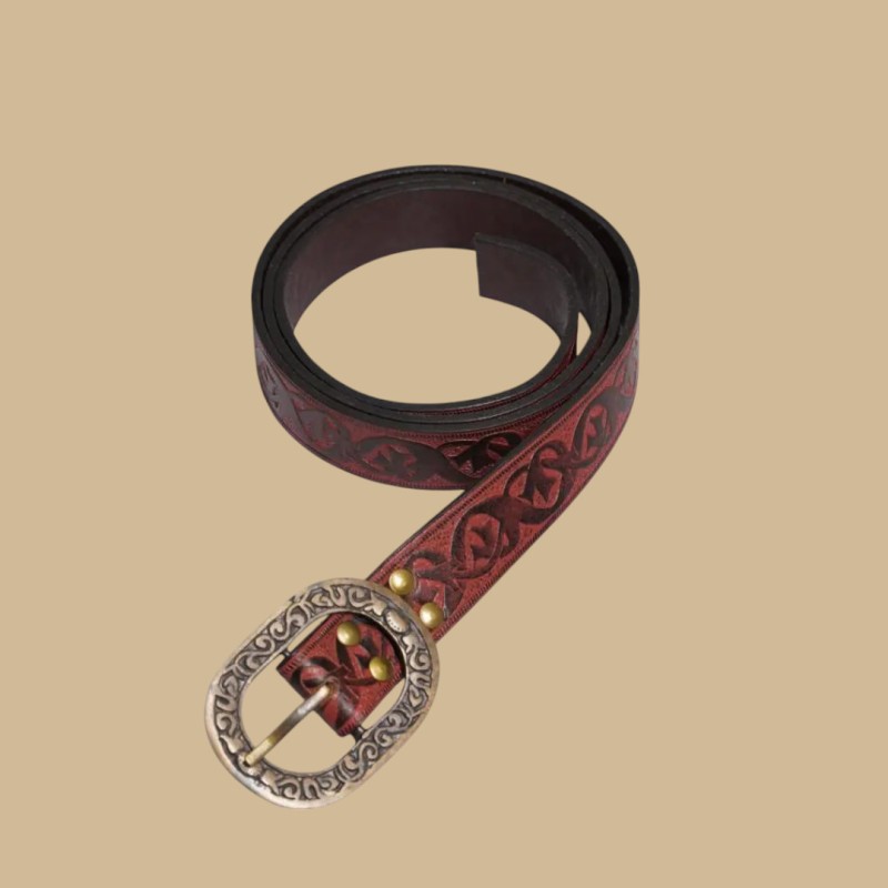 Ceinture gaufrée entrelacs bordeaux