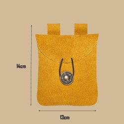 Yellow suede leather pouch