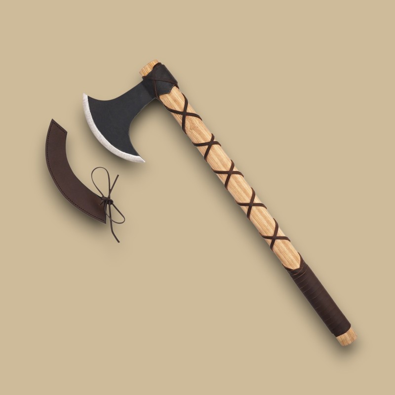 Viking axe with leather covering