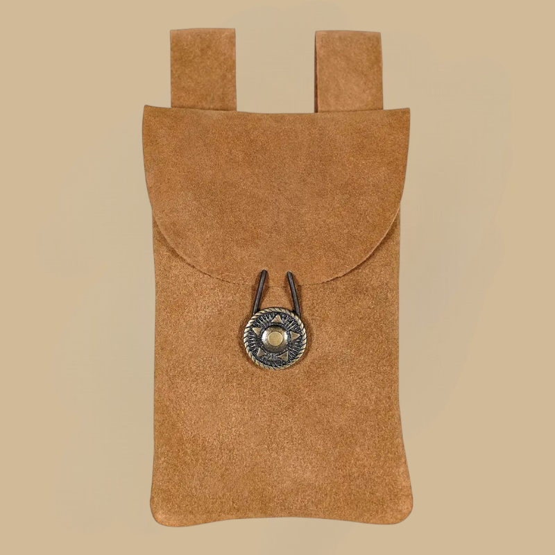 Light brown suede leather clutch